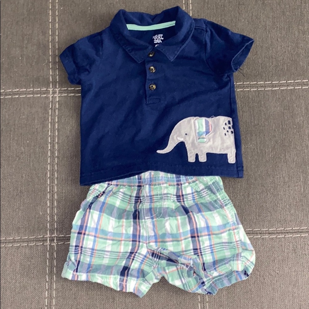 Boys plaid shorts and polo